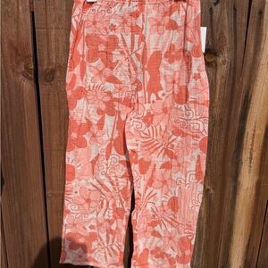 Girls' Coral Floral Print Cotton Jeans - Kids Bottoms